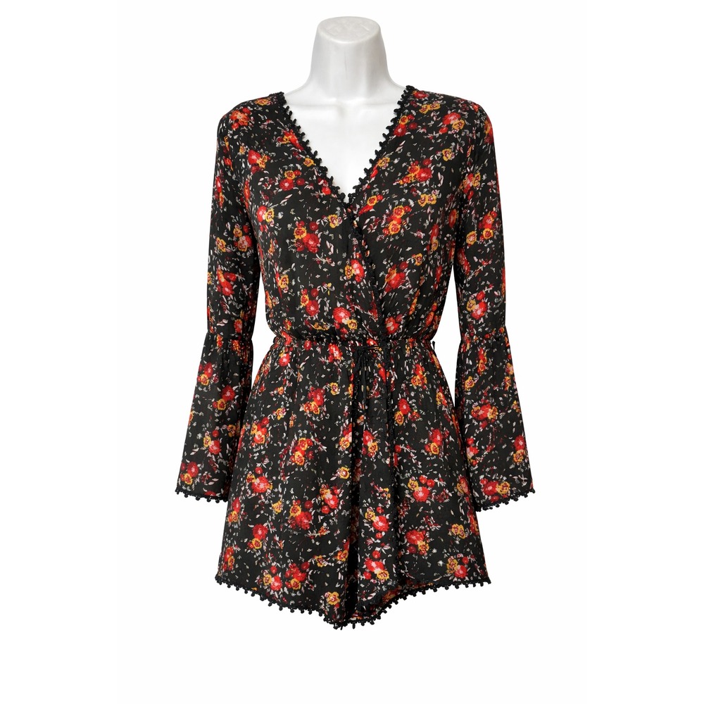 Y2K Material Girl Dark Academia Floral Romper Womens Size‎ L EGirl Indie Sleaze
